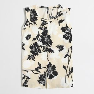 J. Crew Printed Pleated-Front Crepe Floral Top 0